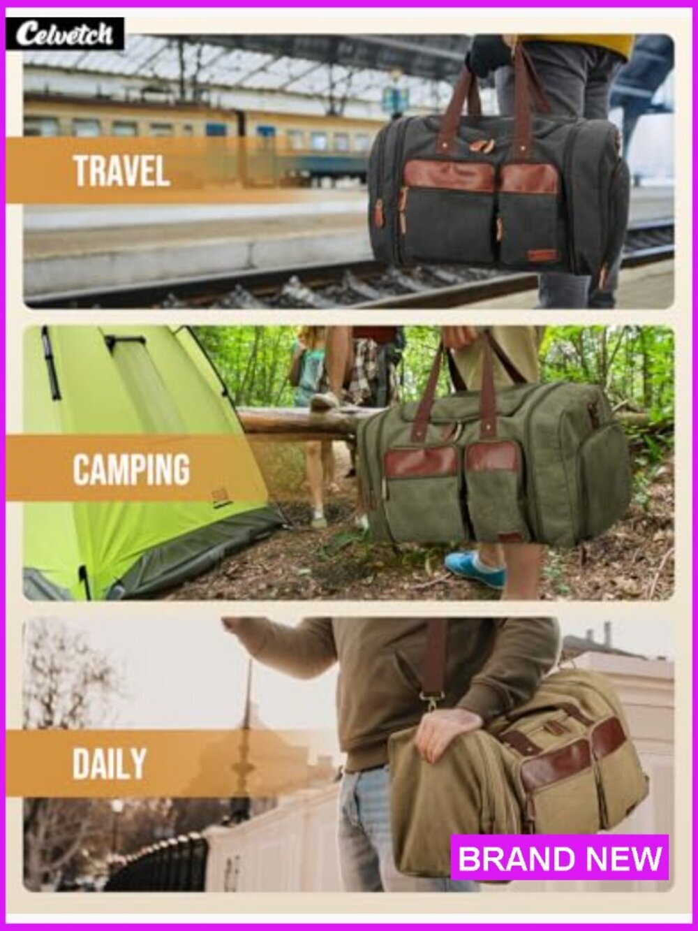 Expandable Canvas Duffel Bag 50l Travel Weekender With Shoe Compartment View 6